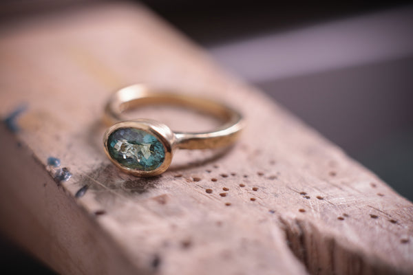 Featured Ring: 18kt Yellow Gold Ring with Teal Tourmaline