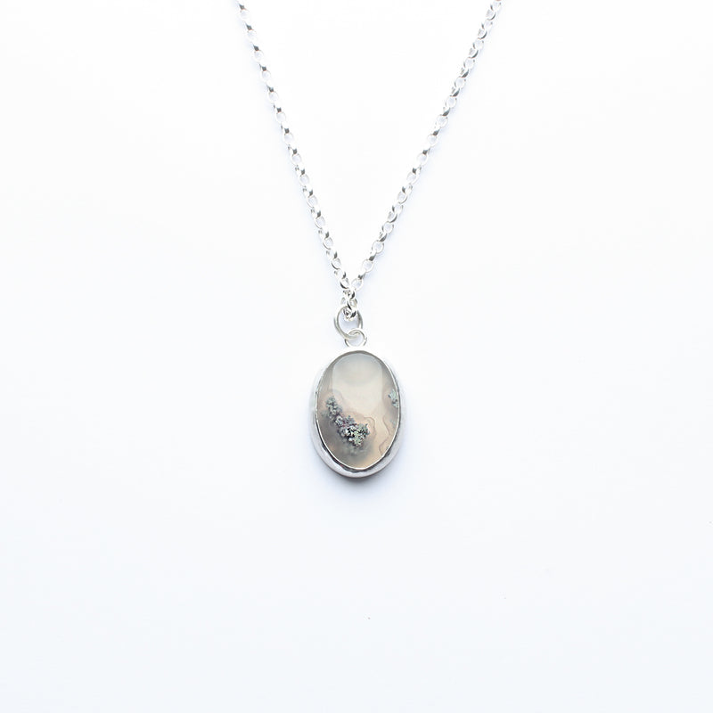 Sterling Silver Moss Agate Necklace