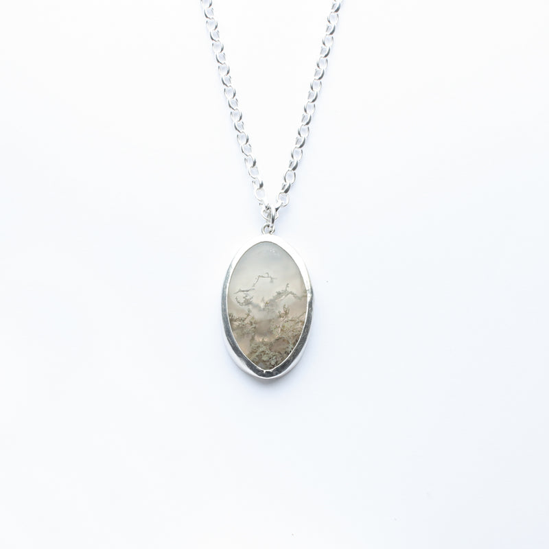 Sterling Silver Moss Agate Necklace