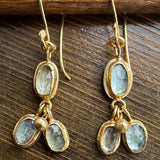 Triple Aquamarine Drop Earrings
