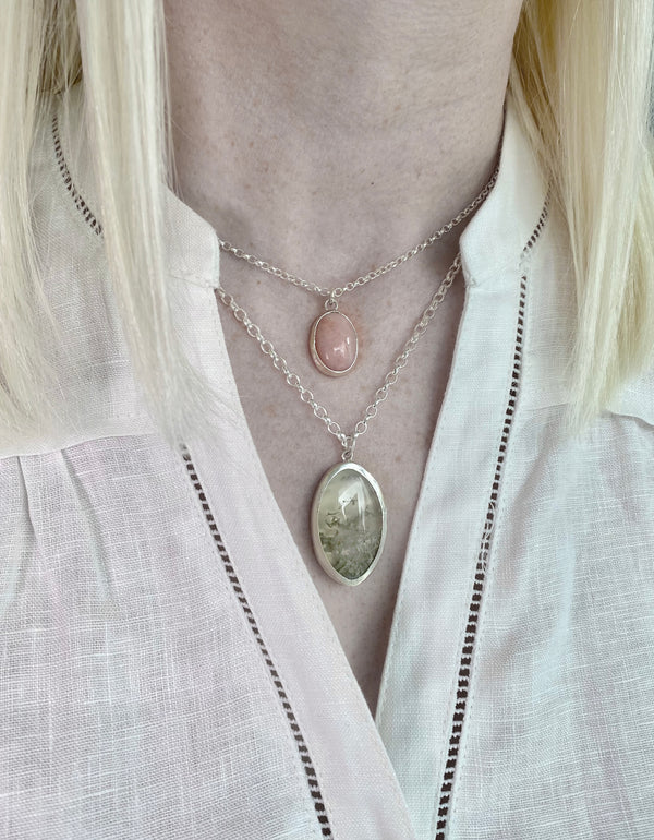Sterling Silver Moss Agate Necklace