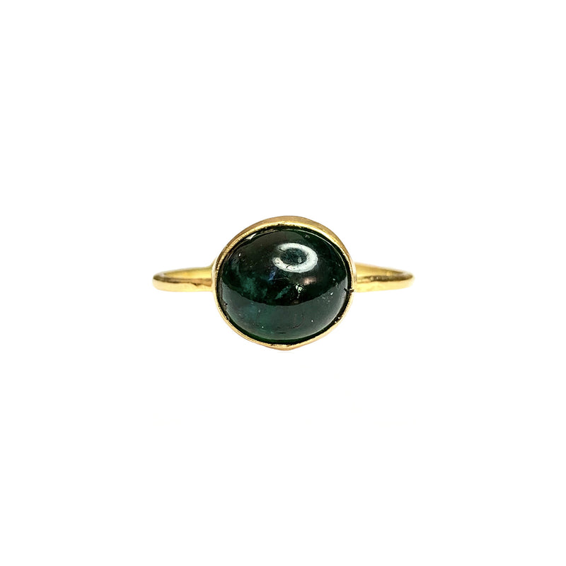 18kt Yellow Gold Green Emerald Love Knot Ring