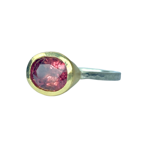 18kt & Sterling silver 3.0ct Hot Pink Tourmaline Ring