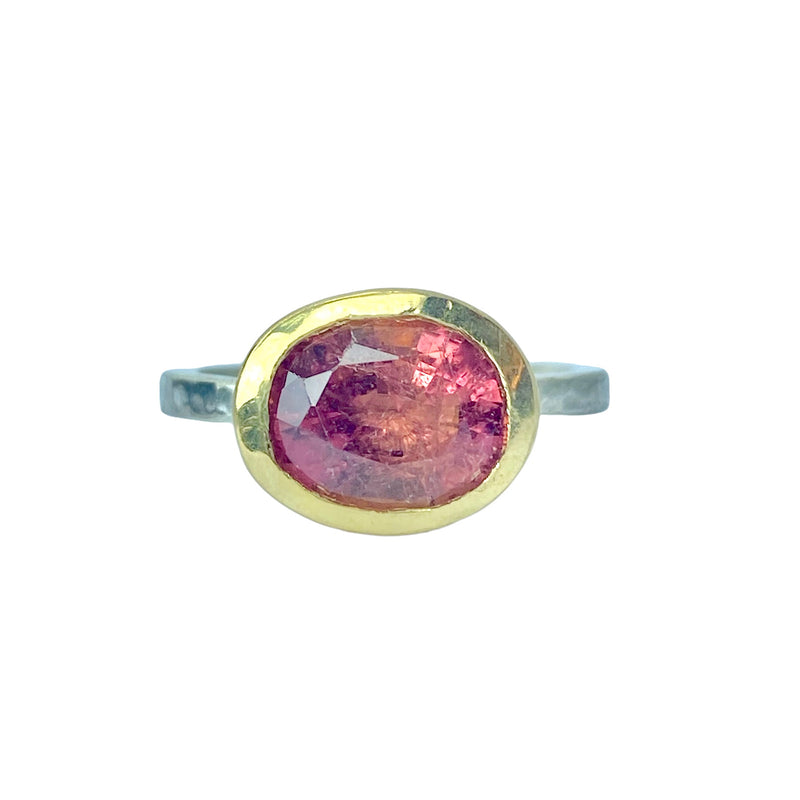 18kt & Sterling silver 3.0ct Hot Pink Tourmaline Ring