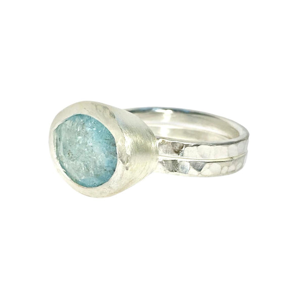 5.0ct Blue Aquamarine Double Ring