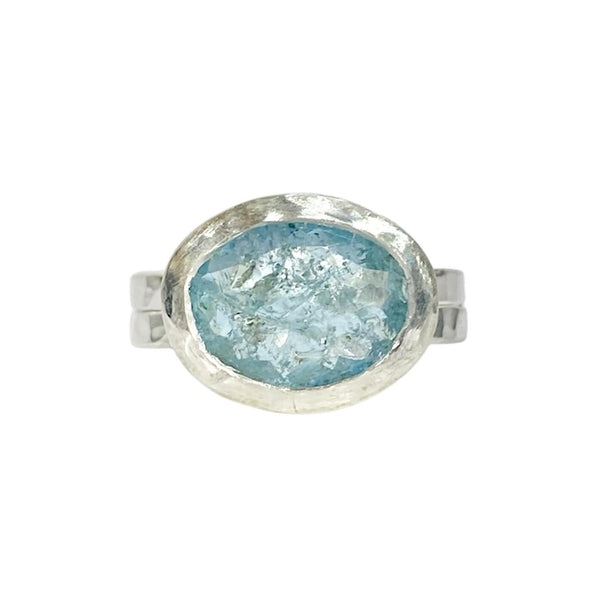 5.0ct Blue Aquamarine Double Ring