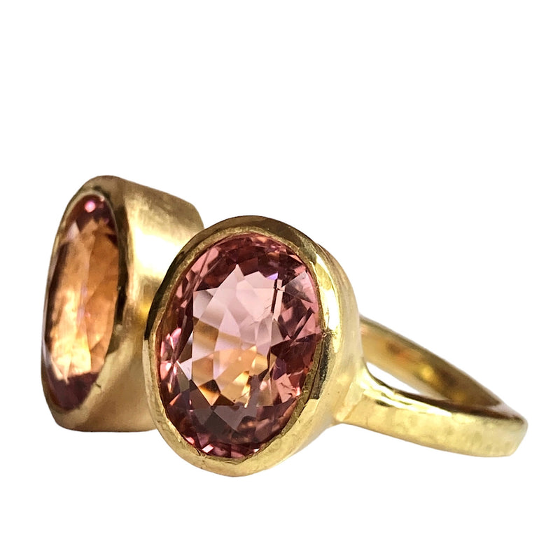18kt Double Peach Pink Tourmaline Ring