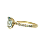 18Kt Gold Vermeil Aquamarine Diamond Sapphire Ring