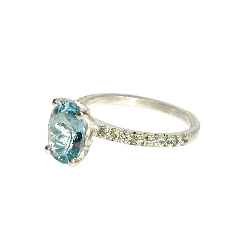 Aquamarine Diamond Sapphire Ring