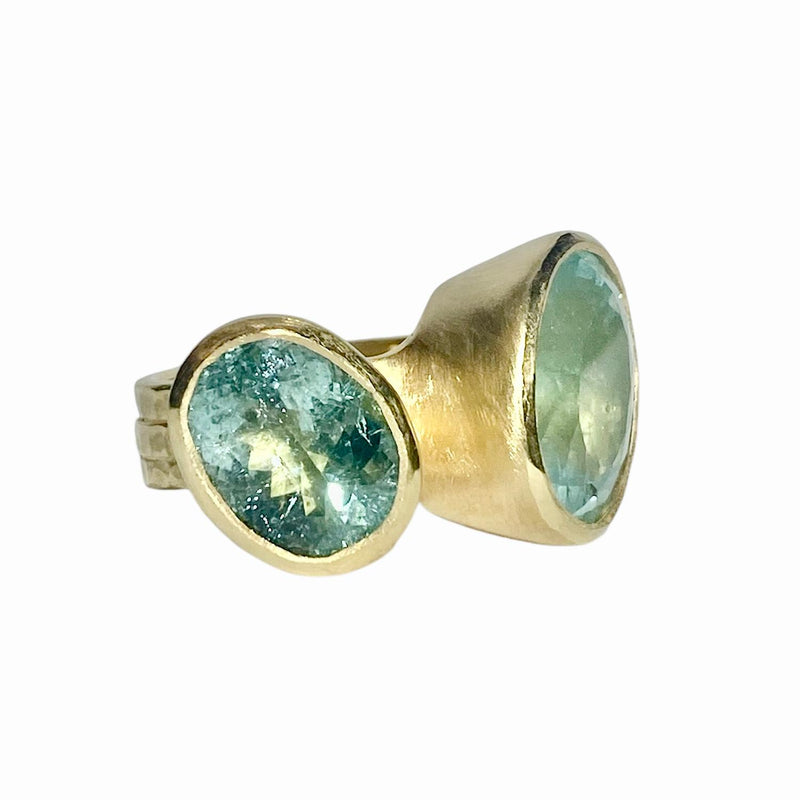 18Kt Gold Vermeil Green Tourmaline & Beryl Ring