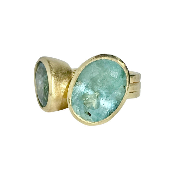 18Kt Gold Vermeil Green Tourmaline & Beryl Ring