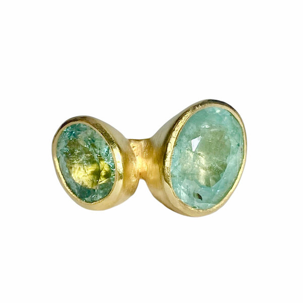 18Kt Gold Vermeil Green Tourmaline & Beryl Ring