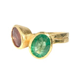 18Kt Gold Vermeil Emerald & Tourmaline Ring