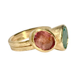 18Kt Gold Vermeil Emerald & Tourmaline Ring