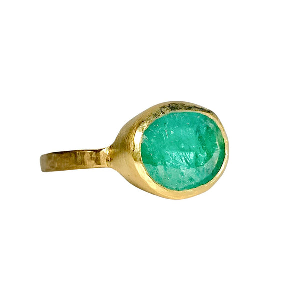 18Kt Gold Vermeil 4.06ct Green Emerald Ring