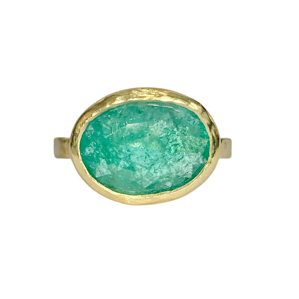 18Kt Gold Vermeil 4.06ct Green Emerald Ring