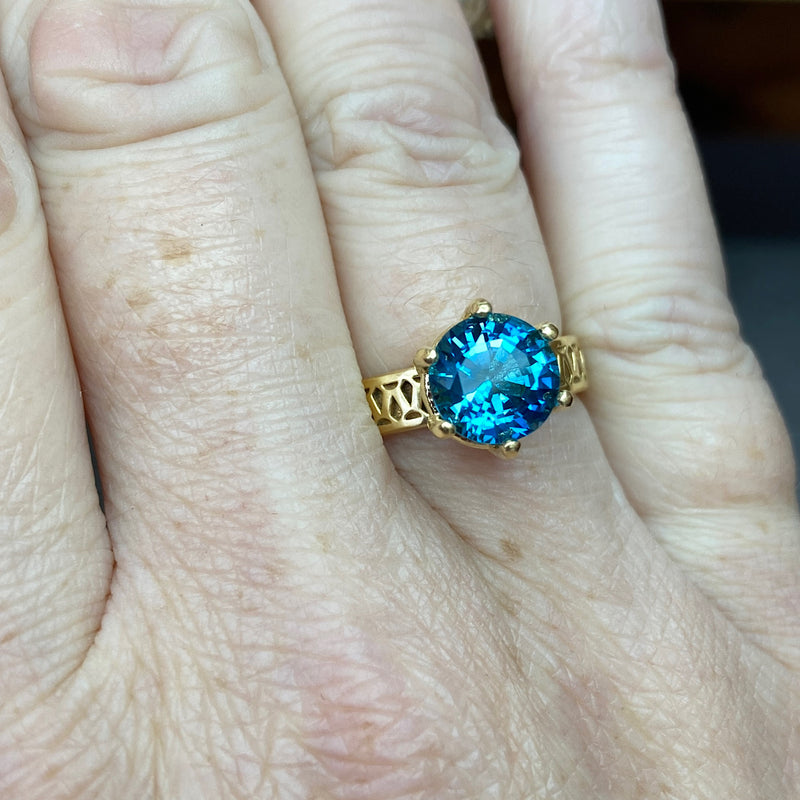 18kt Gold Vermeil  Fenestra London Blue Topaz Ring