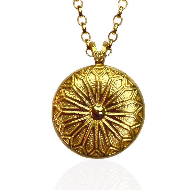 Gold Vermeil Fenestra Red Garnet Pendant Necklace