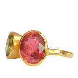 18kt Gold Vermeil Pink & Green Tourmaline Ring