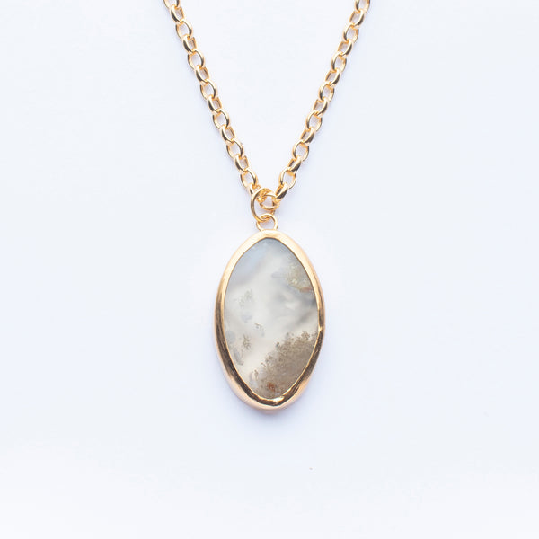 18Kt Gold Vermeil Moss Agate Necklace