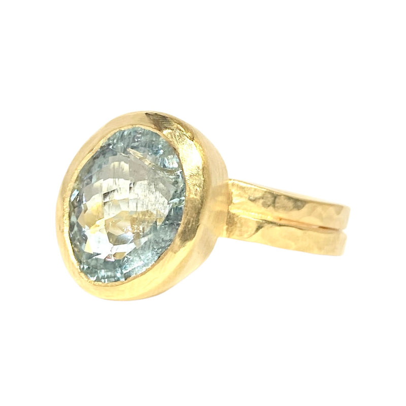 18Kt Gold Vermeil Blue Aquamarine Ring