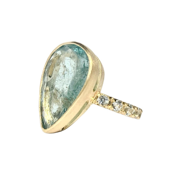 18Kt Gold Vermeil 7.95 Salt & pepper Aquamarine Ring