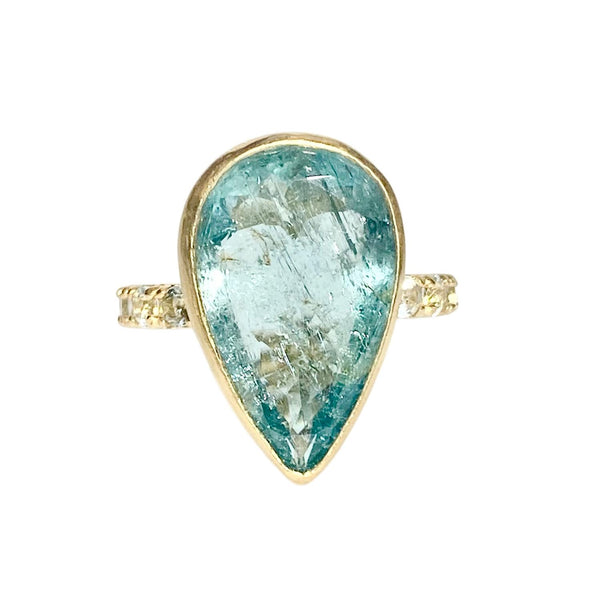 18Kt Gold Vermeil 7.95 Salt & pepper Aquamarine Ring