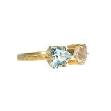 18KT Gold Vermeil Rose Quartz & Blue Topaz Ring