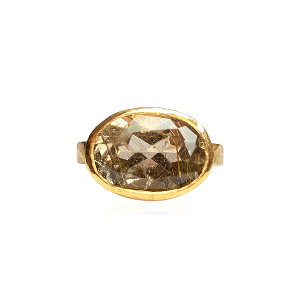 18Kt Gold Vermeil Rutilated Quartz Ring