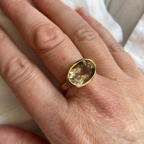 18Kt Gold Vermeil Rutilated Quartz Ring