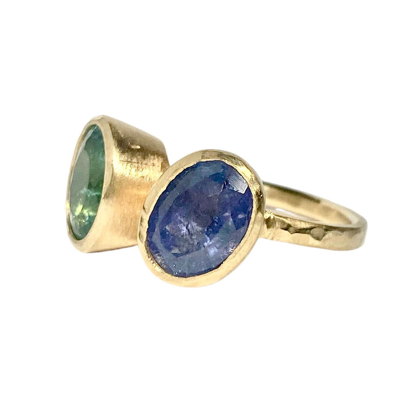 18Kt Gold Vermeil Tourmaline & Tanzanite Ring