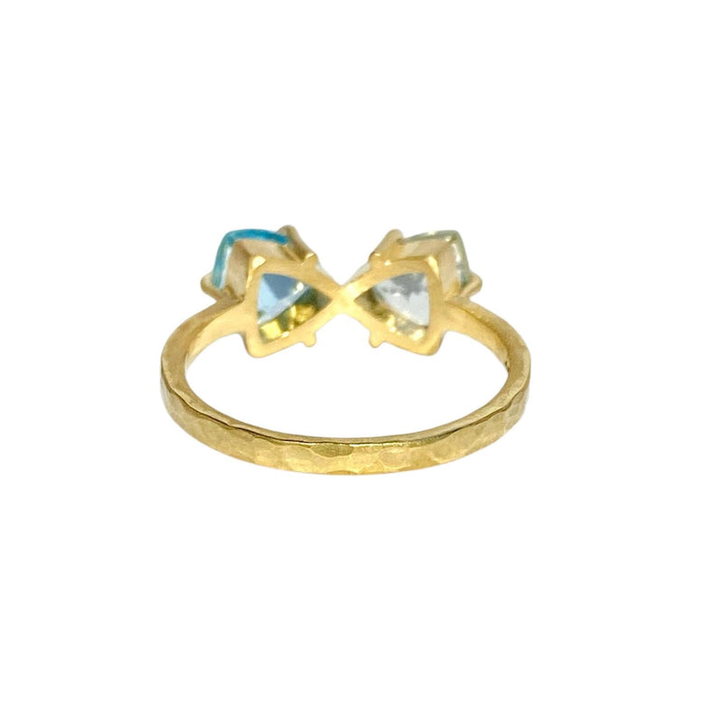 18KT Gold Vermeil Green Quartz & Blue Topaz Ring