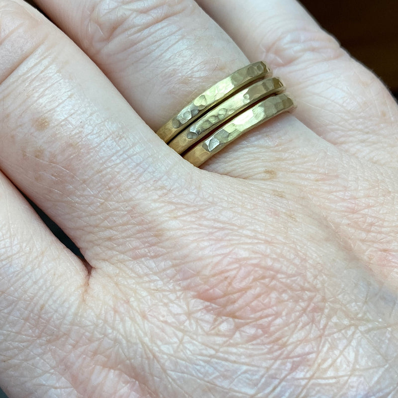 18kt Yellow Gold Triple Textured Ring Set