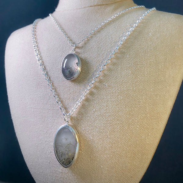 Sterling Silver Moss Agate Necklace