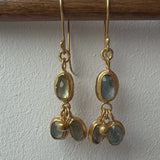 Triple Aquamarine Drop Earrings