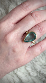 18Kt Gold Vermeil 7.95 Salt & pepper Aquamarine Ring