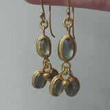 Triple Aquamarine Drop Earrings