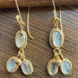 Triple Aquamarine Drop Earrings