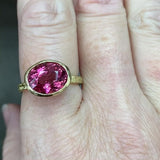 18kt Yellow Gold 3.76ct Oval Pink Tourmaline Ring